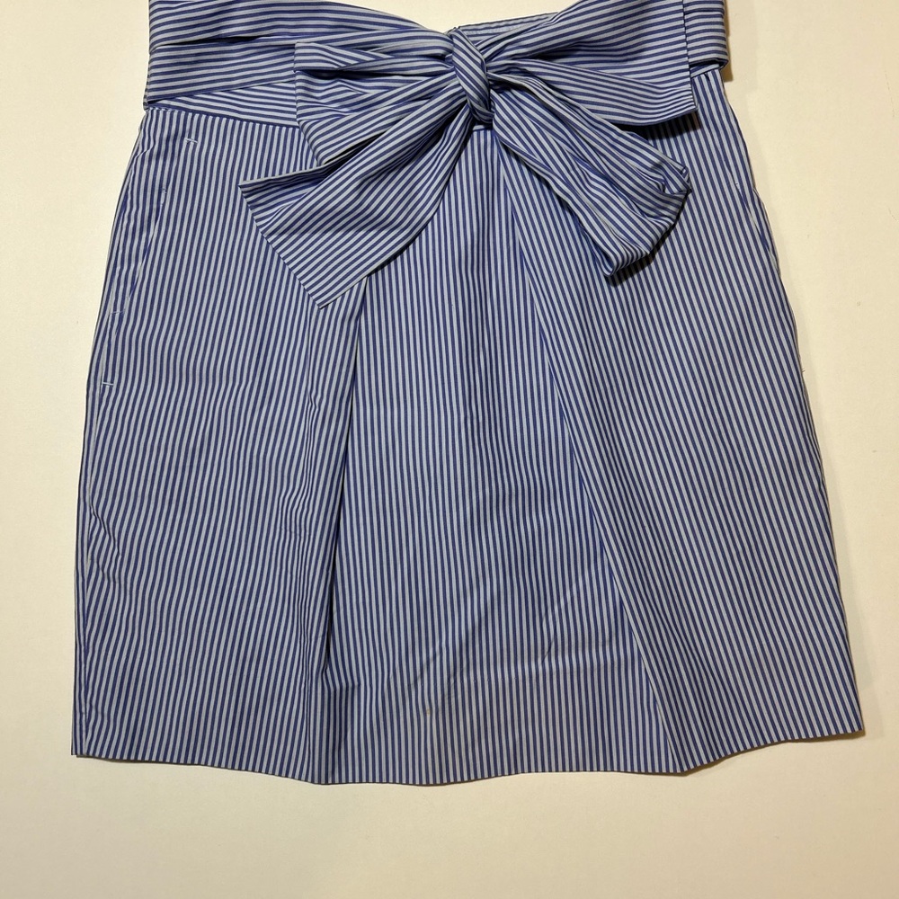 J. Crew Blue and White Mini Wrap Skirt with Tie Front